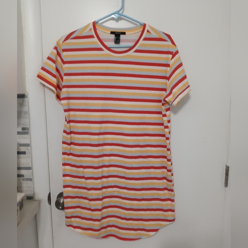 Forever 21 Striped T Shirt Beach Cover up/T Shirt Tunic LG